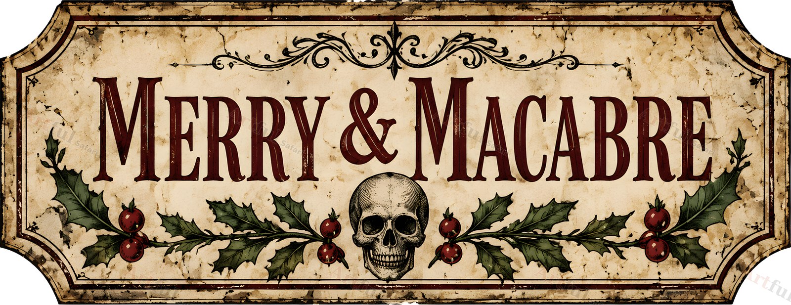 Merry and Macabre word art — included in Gothmas Word Art — 14 Gothic Christmas Word Art PNGs and Blank Labels