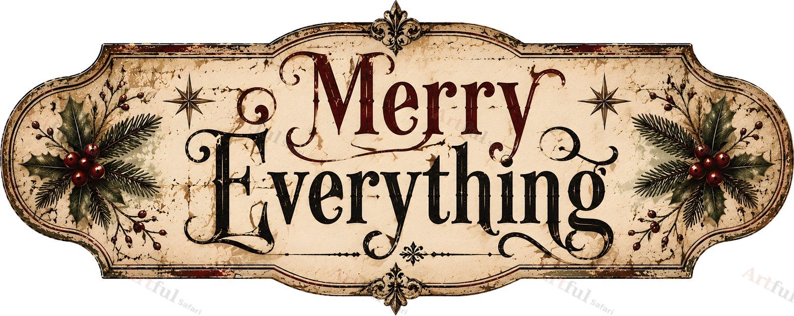 Merry Everything word art — included in Gothmas Word Art — 14 Gothic Christmas Word Art PNGs and Blank Labels