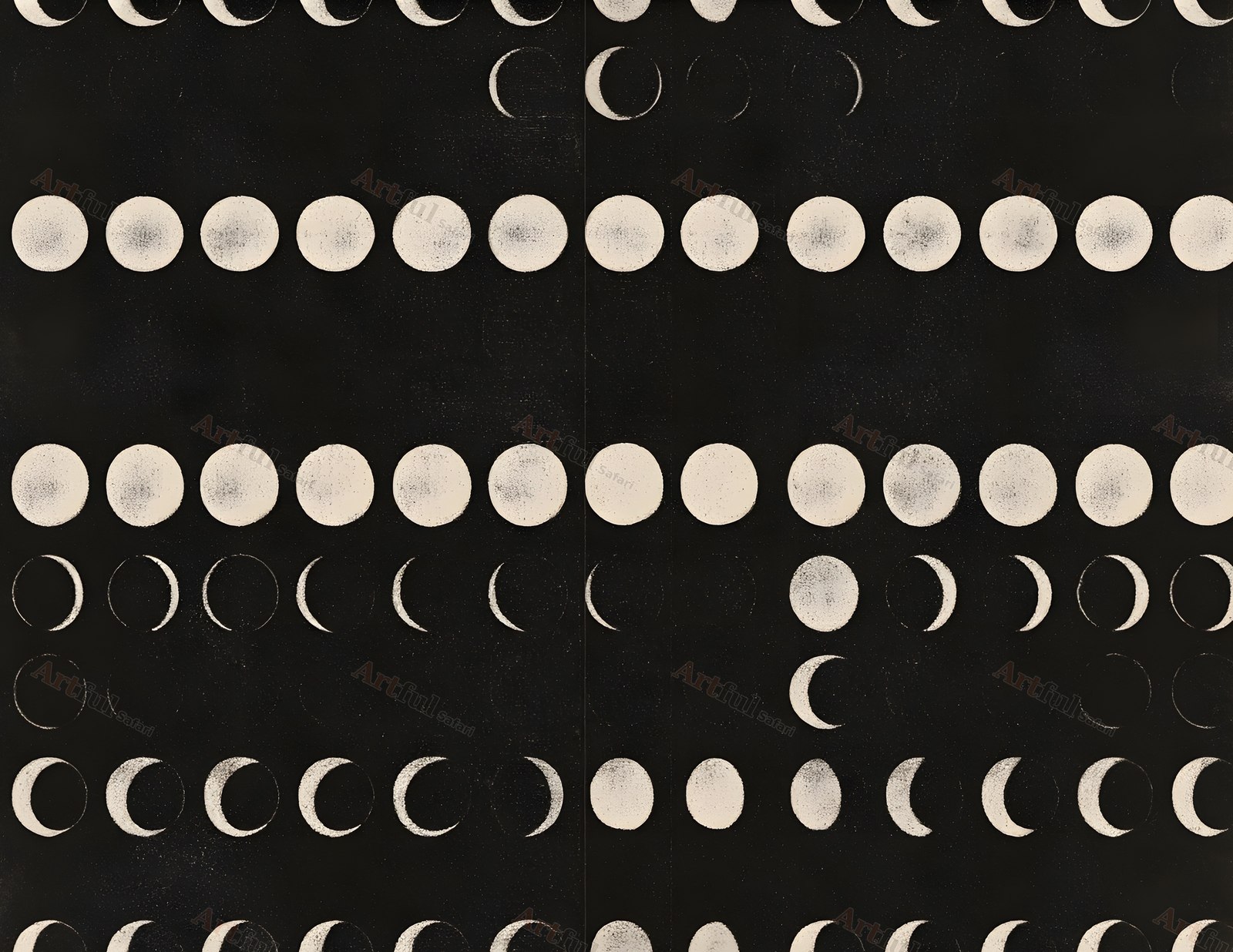 Moon phases on black — included in Christmas Junk Journal - Gothmas Junk Journal Papers 1, 30 Printable 11x8.5 Pages