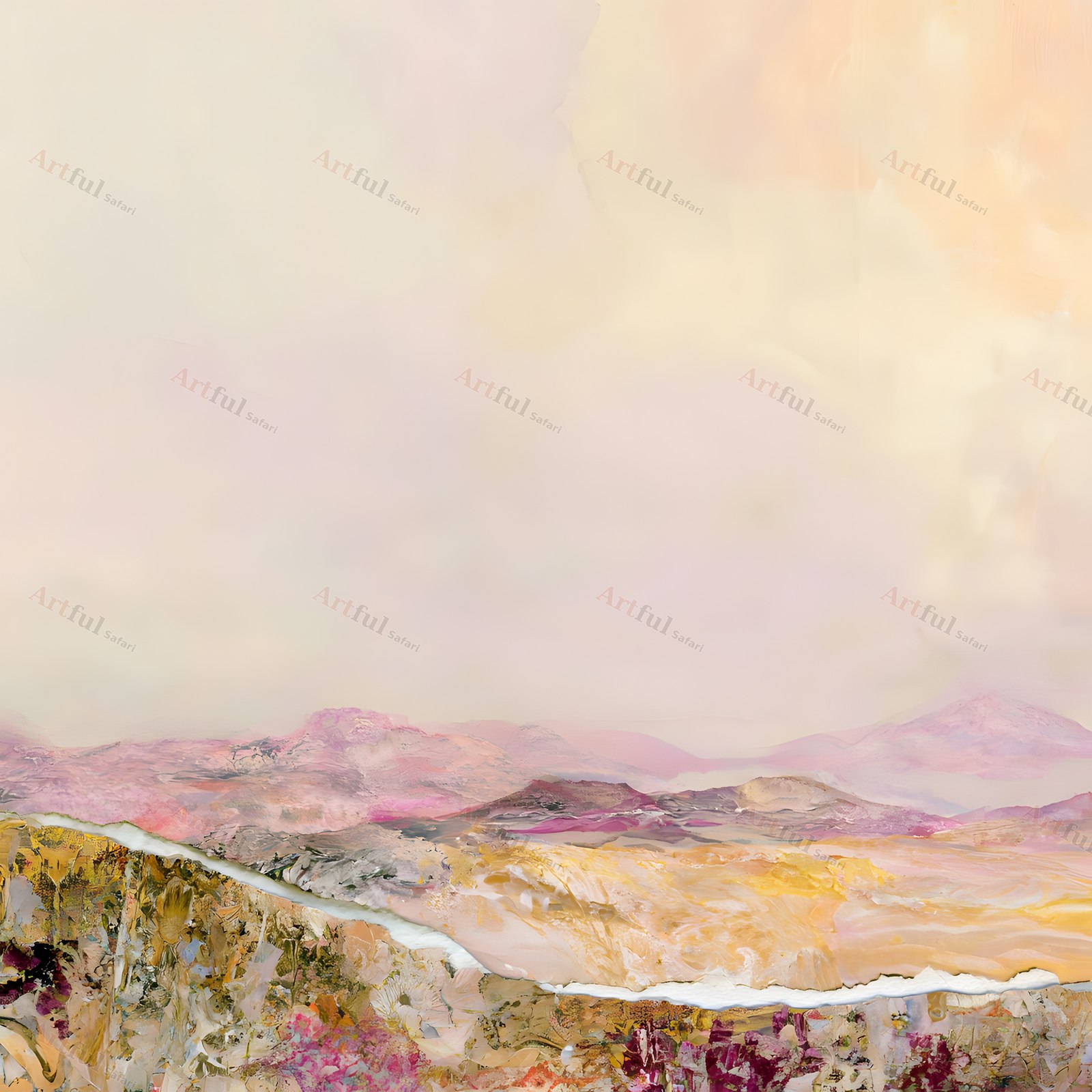 open cream page soft horizon — included in Pastel Background Paper - Coral Edit Papers 3, 40 Printable Misty Landscape Scrapbook Pages