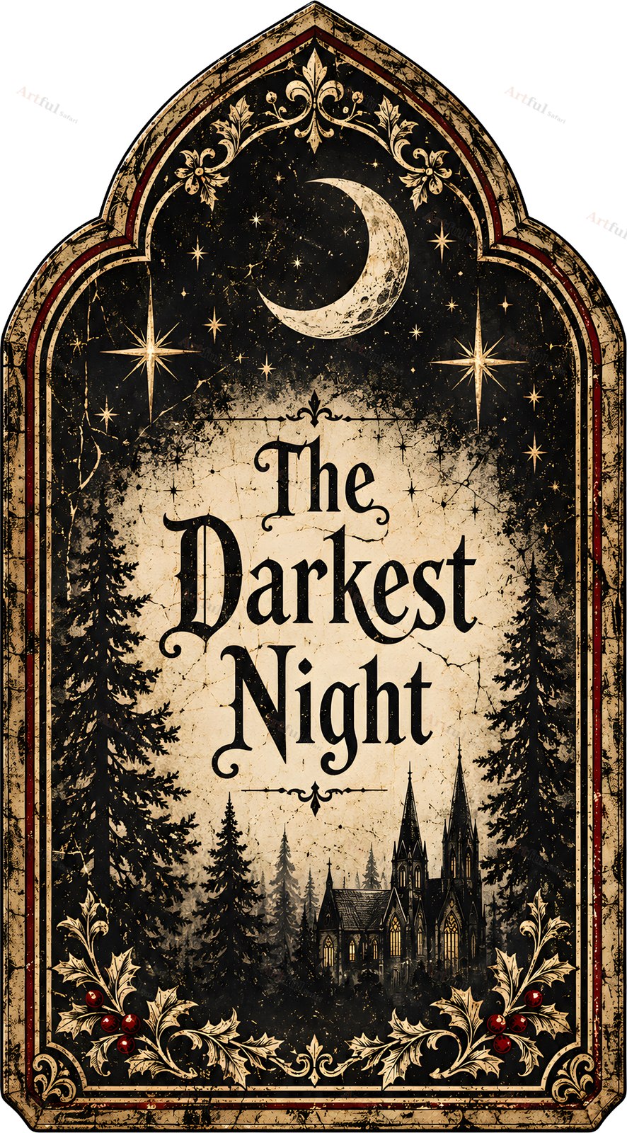 The Darkest Night word art — included in Gothmas Word Art — 14 Gothic Christmas Word Art PNGs and Blank Labels