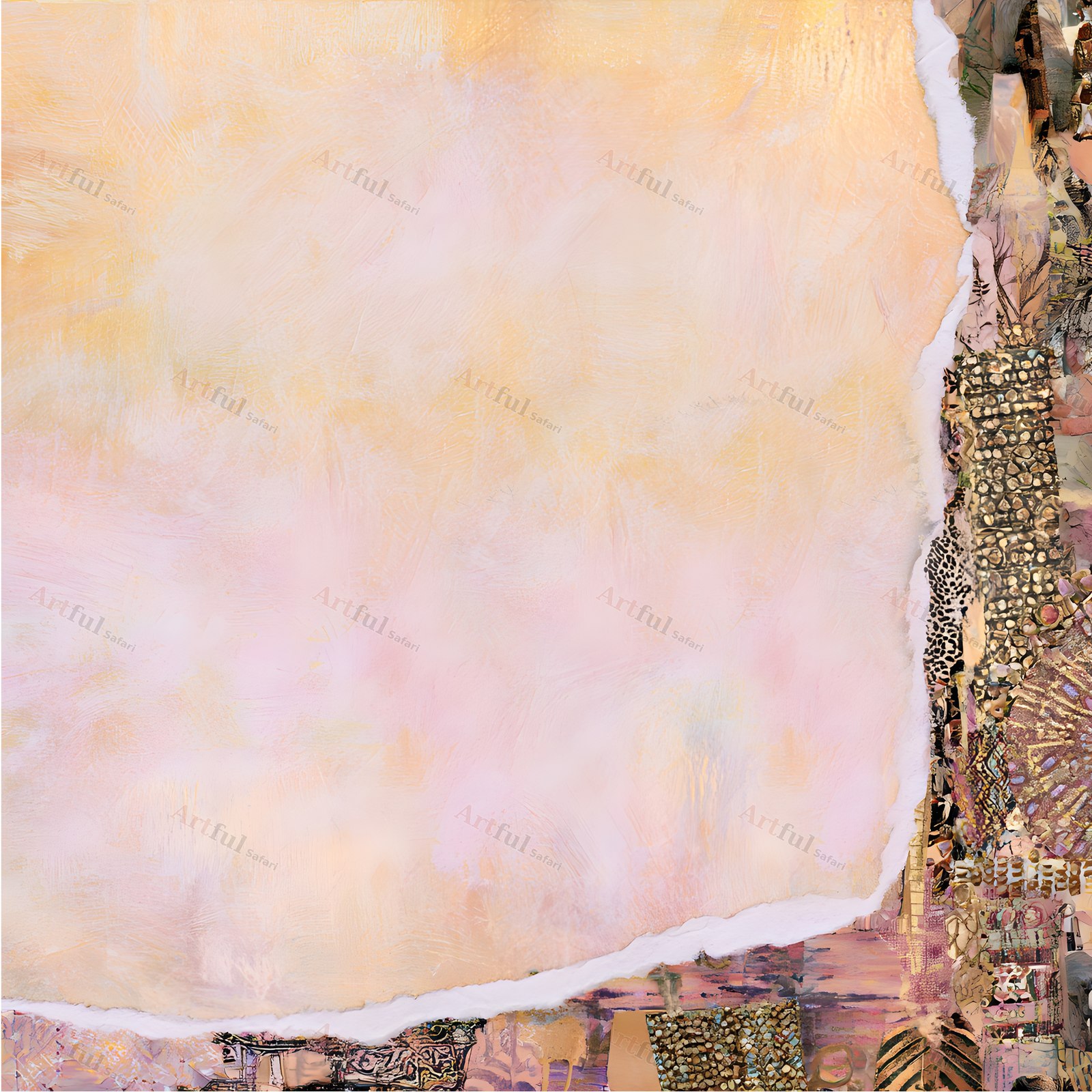 torn edge collage detail — included in Pastel Background Paper - Coral Edit Papers 3, 40 Printable Misty Landscape Scrapbook Pages