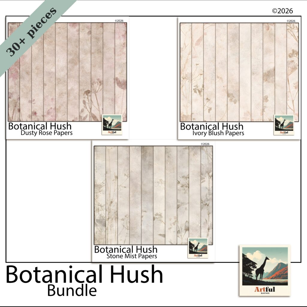 Pressed Botanical Scrapbook Papers: Botanical Hush Bundle, 30 Pages