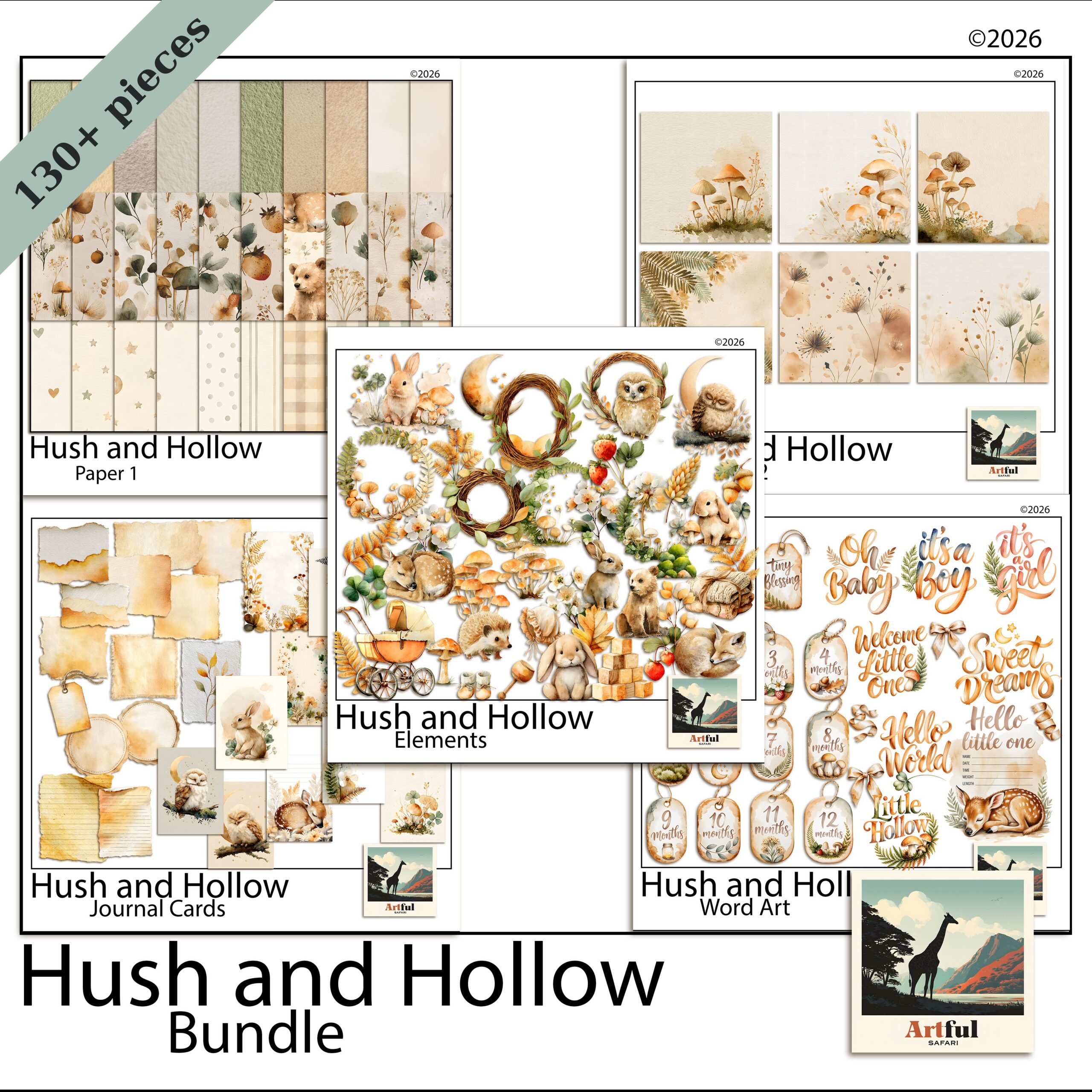 Newborn Scrapbook Kit: Hush and Hollow Bundle