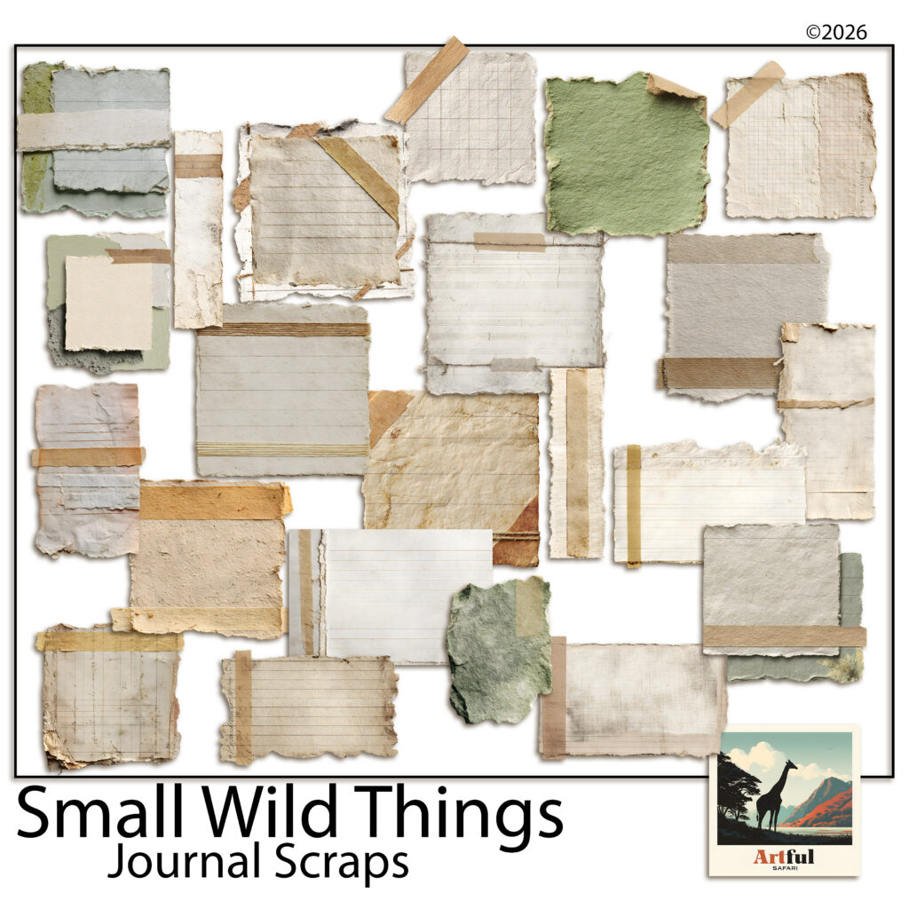Paper Scraps - Small Wild Things Journal Scraps, 22 Torn Paper PNGs