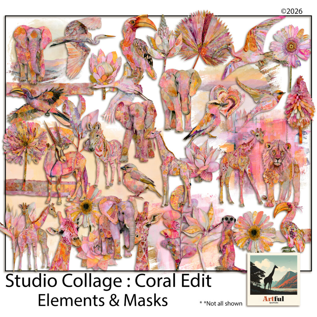 Giraffe Clipart - Coral Edit Elements, 95 Safari Animal and Botanical PNG Cut-Outs