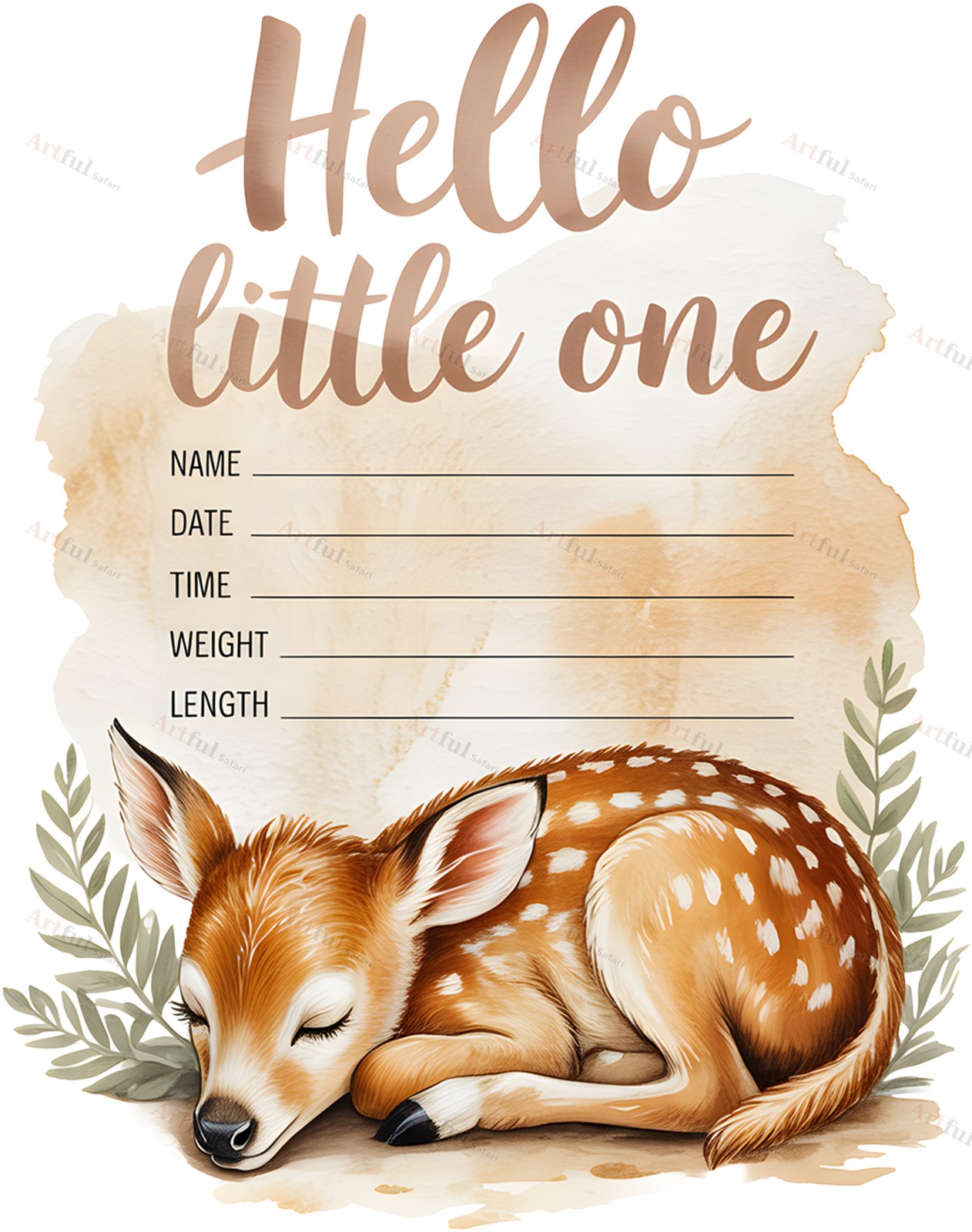 Birth Announcement — included in Newborn Scrapbook Kit: Hush and Hollow Bundle