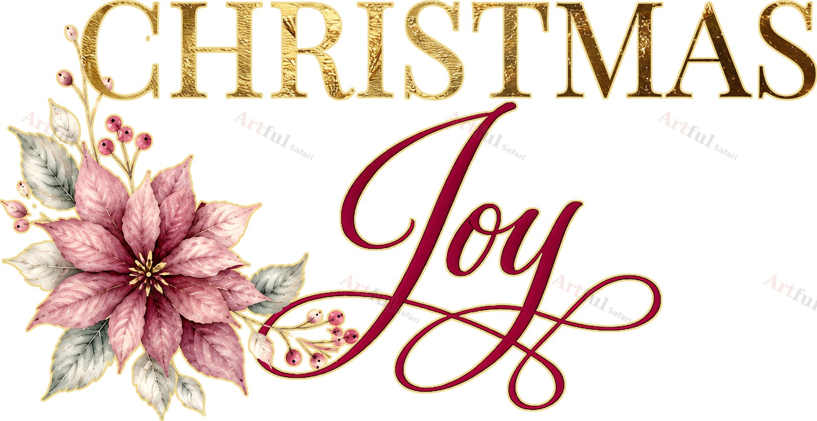 Christmas Joy stroke title — included in Scrapbook Titles: 14 Victorian Christmas Word Art PNGs, Crimson Parlour Titles