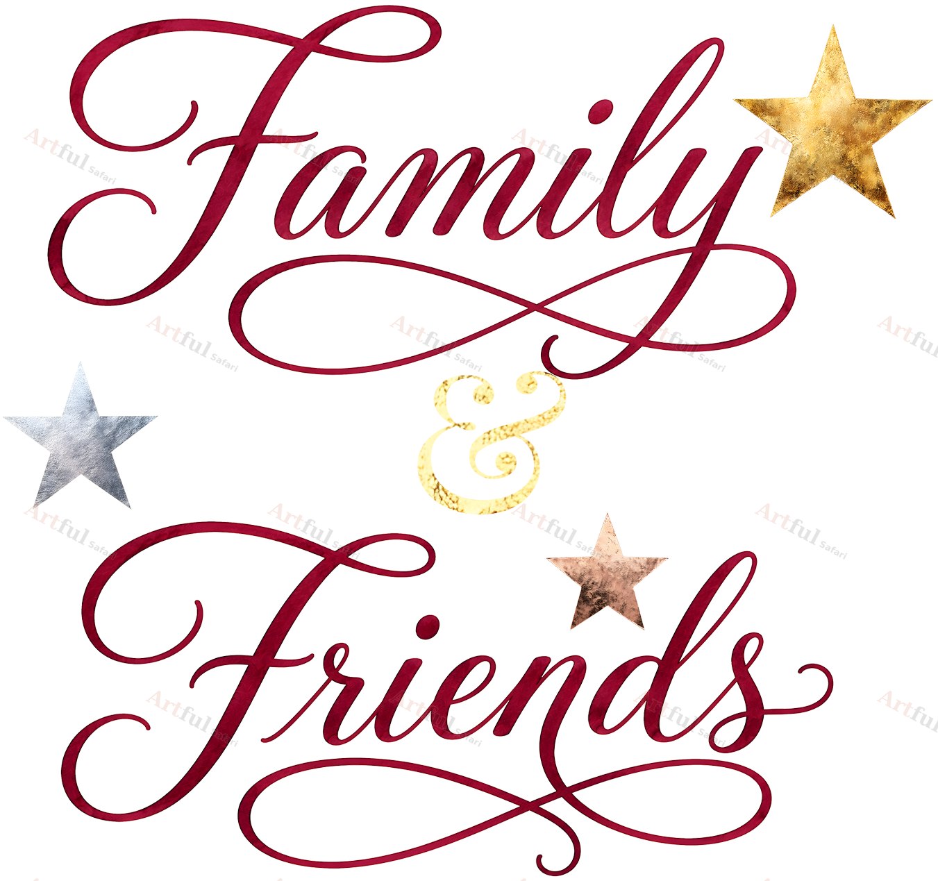 Family and Friends title — included in Scrapbook Titles: 14 Victorian Christmas Word Art PNGs, Crimson Parlour Titles