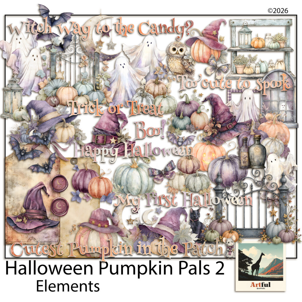 Halloween Pumpkin Pals 2 Elements - Halloween Clipart, 48 Pastel PNGs