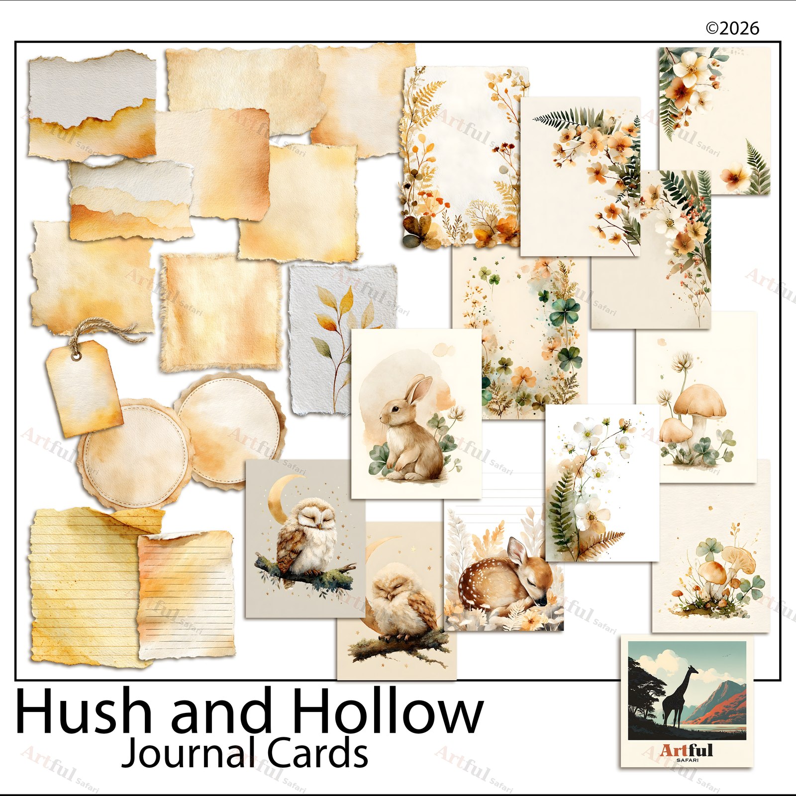 Journal Cards — included in Newborn Scrapbook Kit: Hush and Hollow Bundle