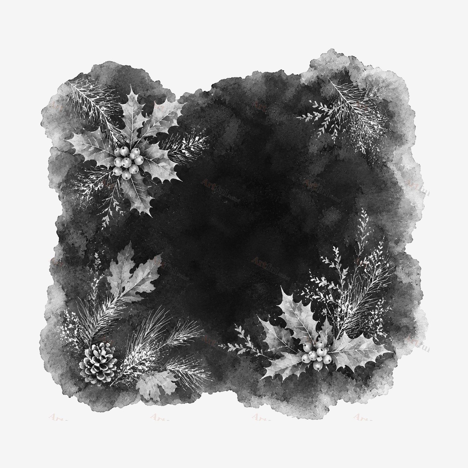Mask holly corner — included in Photo Mask PNG: 6 Victorian Christmas Blend Masks, Crimson Parlour Masks