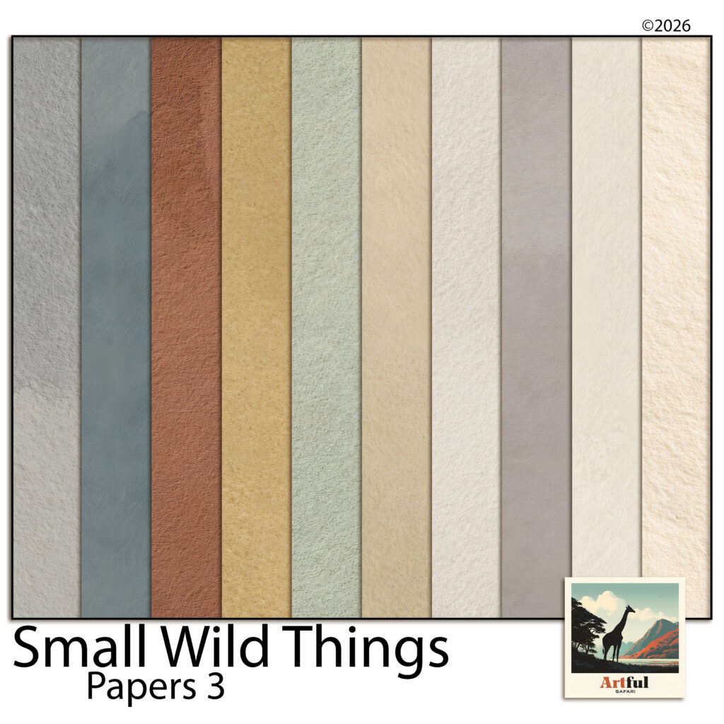 Textured Paper - Small Wild Things, 10 Solid Colour Scrapbook Backgrounds