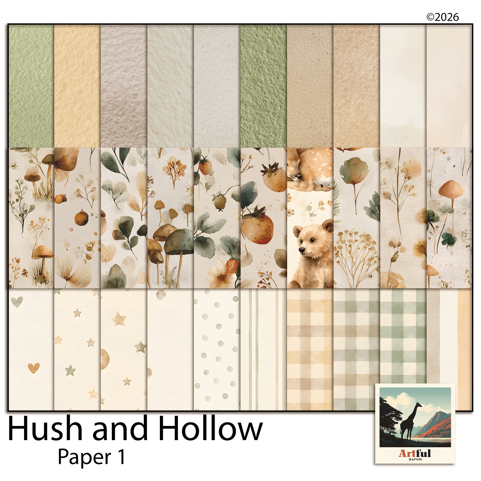 Papers 1 — included in Newborn Scrapbook Kit: Hush and Hollow Bundle