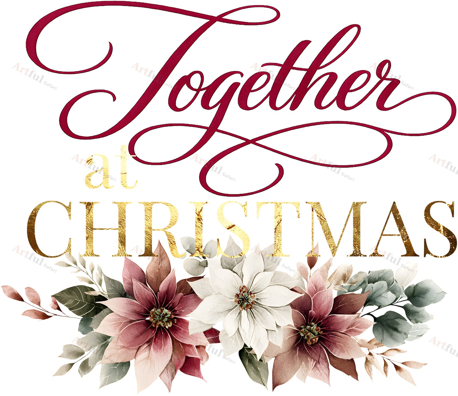 Together at Christmas title — included in Scrapbook Titles: 14 Victorian Christmas Word Art PNGs, Crimson Parlour Titles