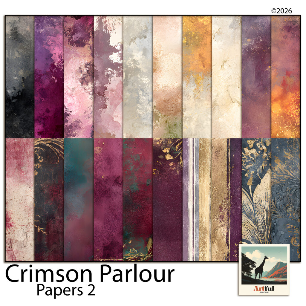 Burgundy Paper: 20 Victorian Christmas Washes and Damask Pages, Crimson Parlour Papers 2